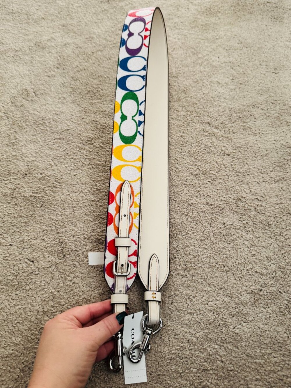Coach Rainbow Pride strap with silver hardware, NWT